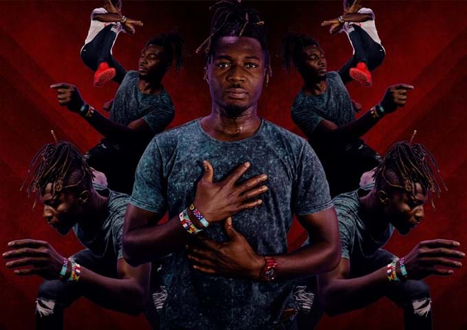 Collage of images of dancer Kwame Tosuma